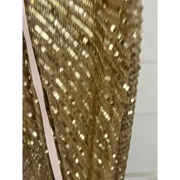 $598 Mac Duggal 5473 High Slit Embellished Sequins Dress Gold Size 8 NWT - Picture 10 of 16